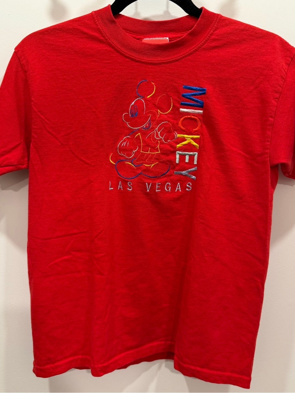 VINTAGE DISNEY Mickey Mouse Las Vegas Embroidered Short Sleeve Shirt